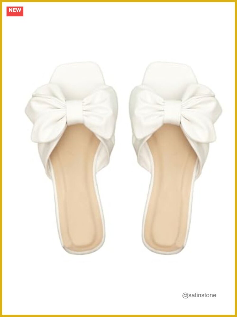 Bow Flat Sandals PU Leather Square Open Toe Wedding Dressy Comfortable Slip On